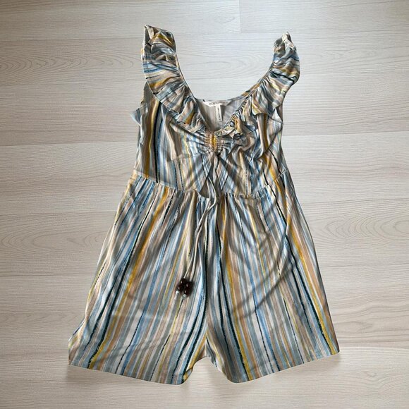 BCBGENERATION Striped Keyhole Ruffle Romper Size Medium - Picture 1 of 8